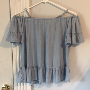 Blue flowy off the shoulder top